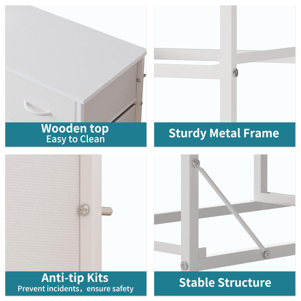 White 10 Drawer Fabric Dresser Y47764