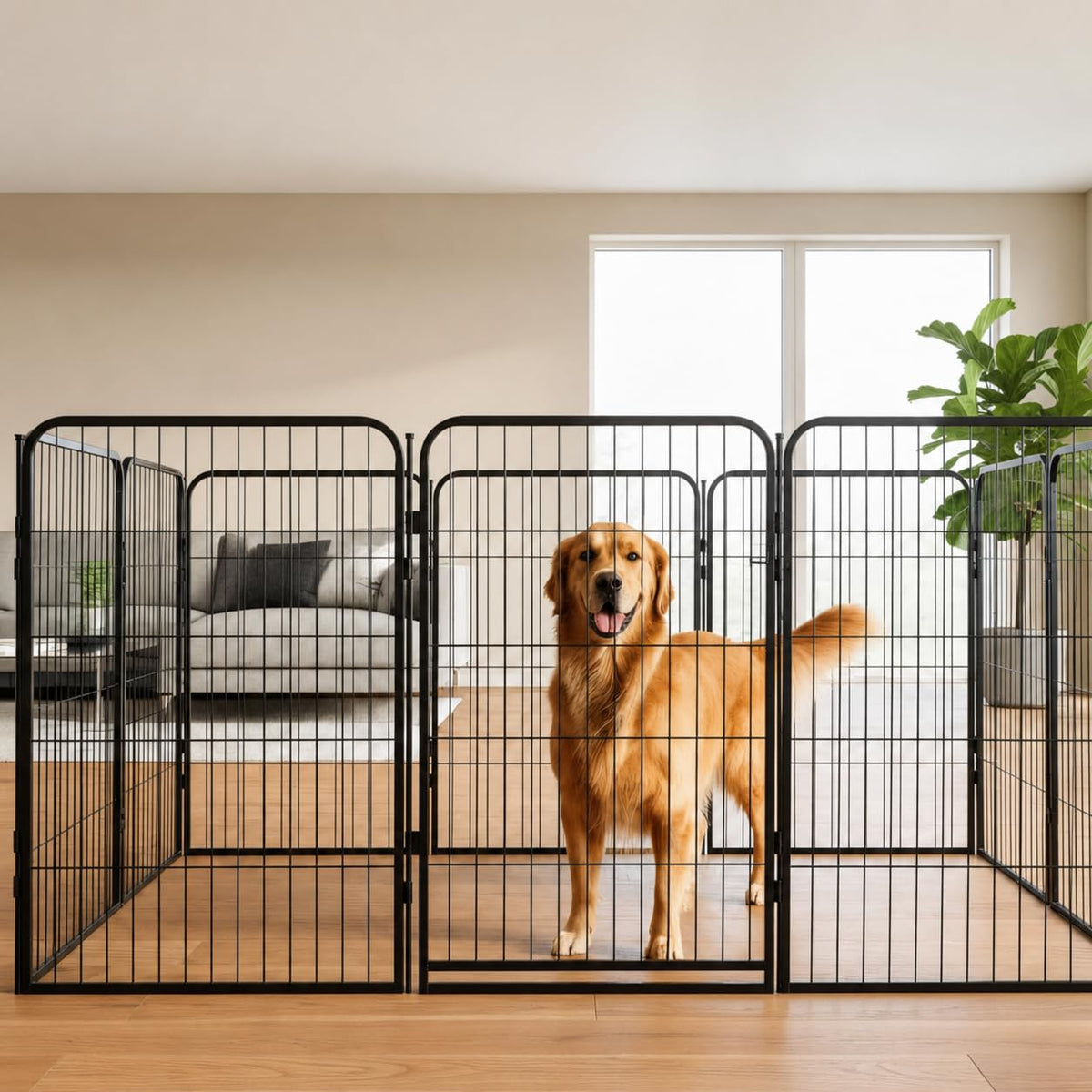32 inch 16 Panels Heavy Duty Metal Dog Playpen with Gate A44421
