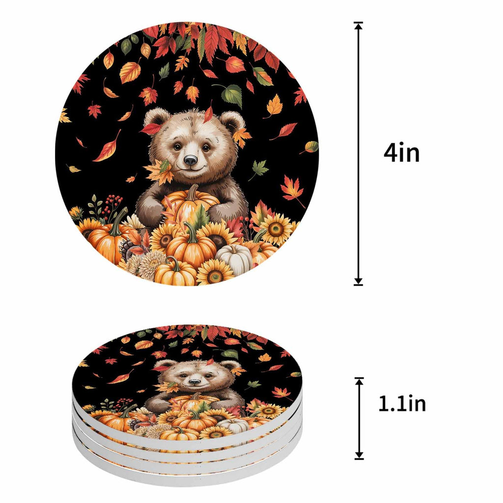 Set of 6 Absorbent Stone Ceramic Coasters with Holder R734
