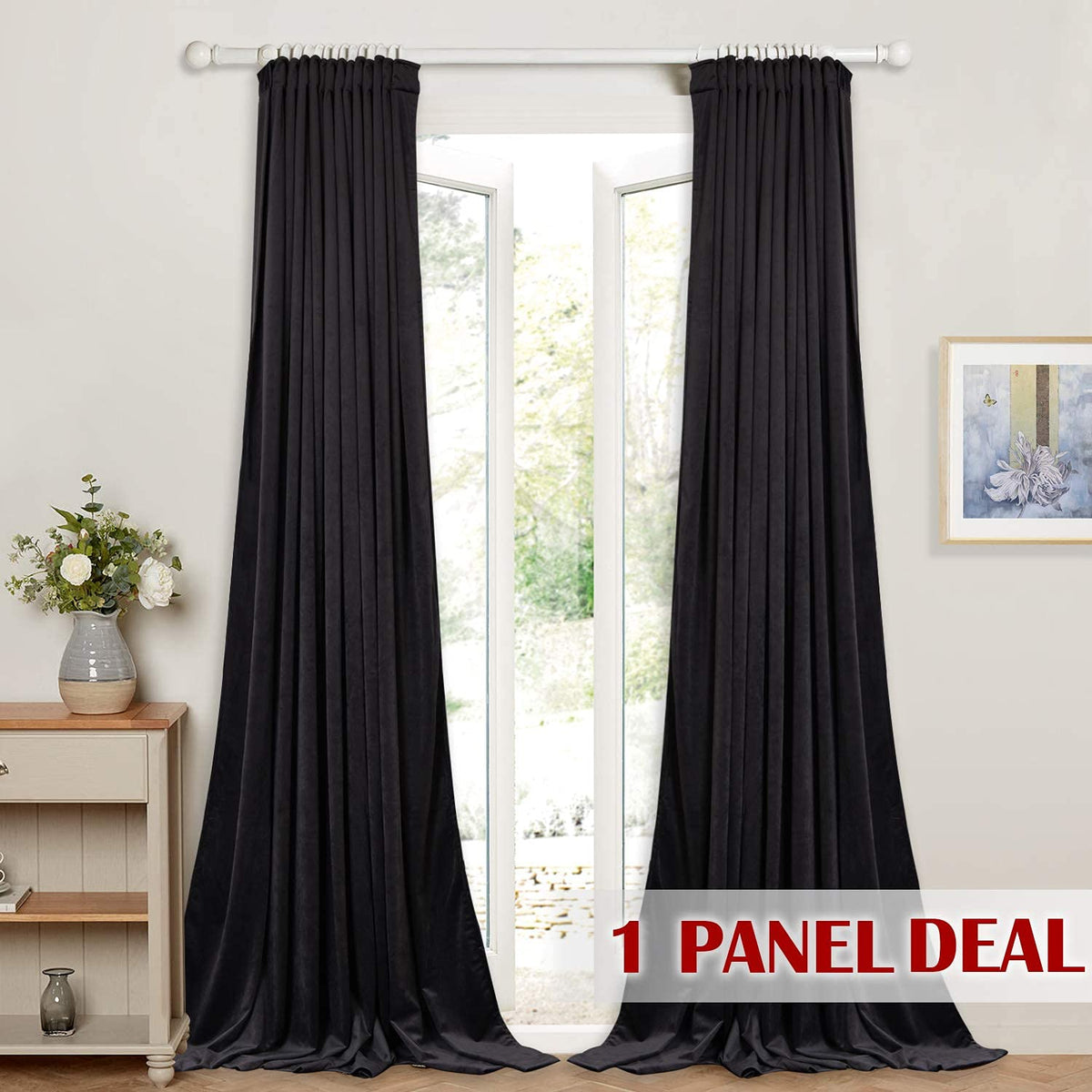 Black Velvet Curtains 1 Panel H653