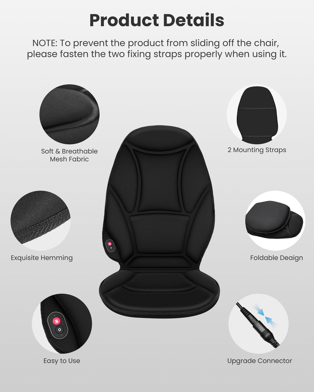 Vibration Back Massager with Heat D751