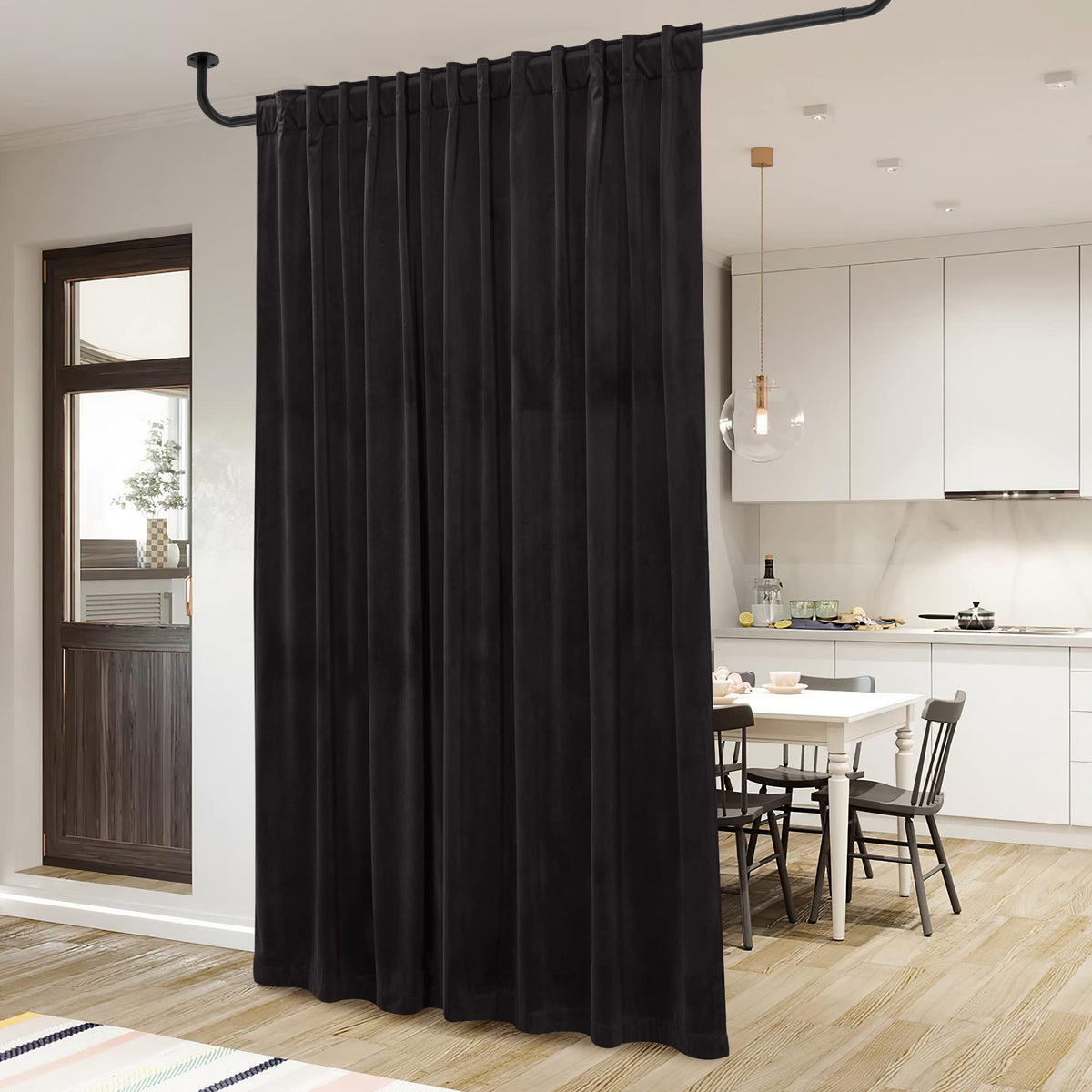 Black Velvet Curtains 1 Panel H653