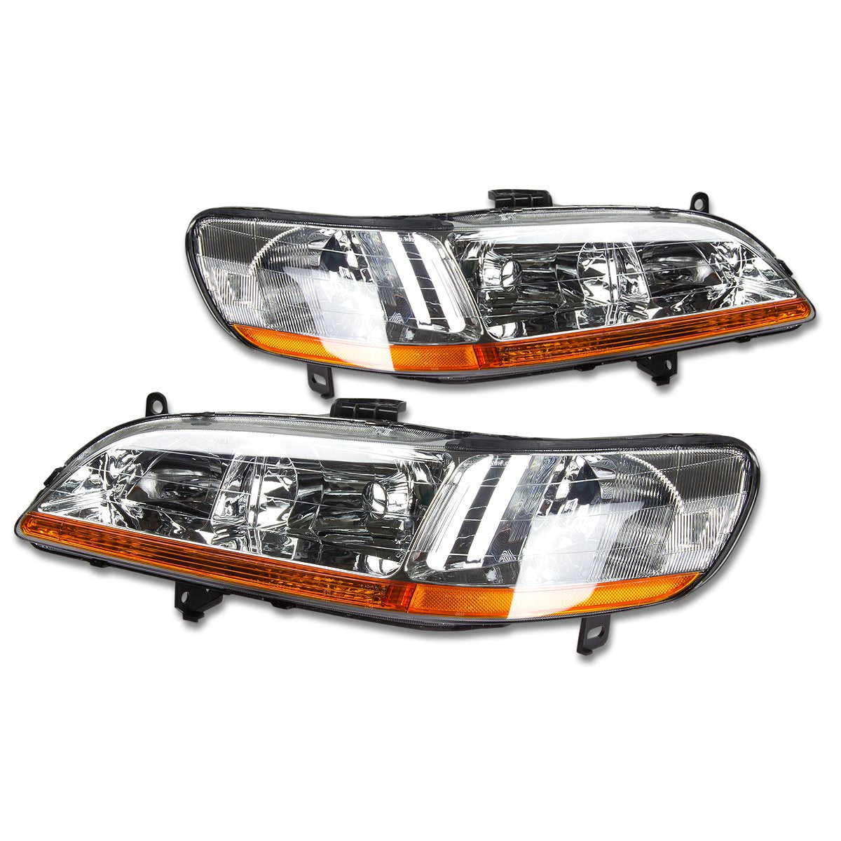 Pair of Chrome Amber Headlights N350