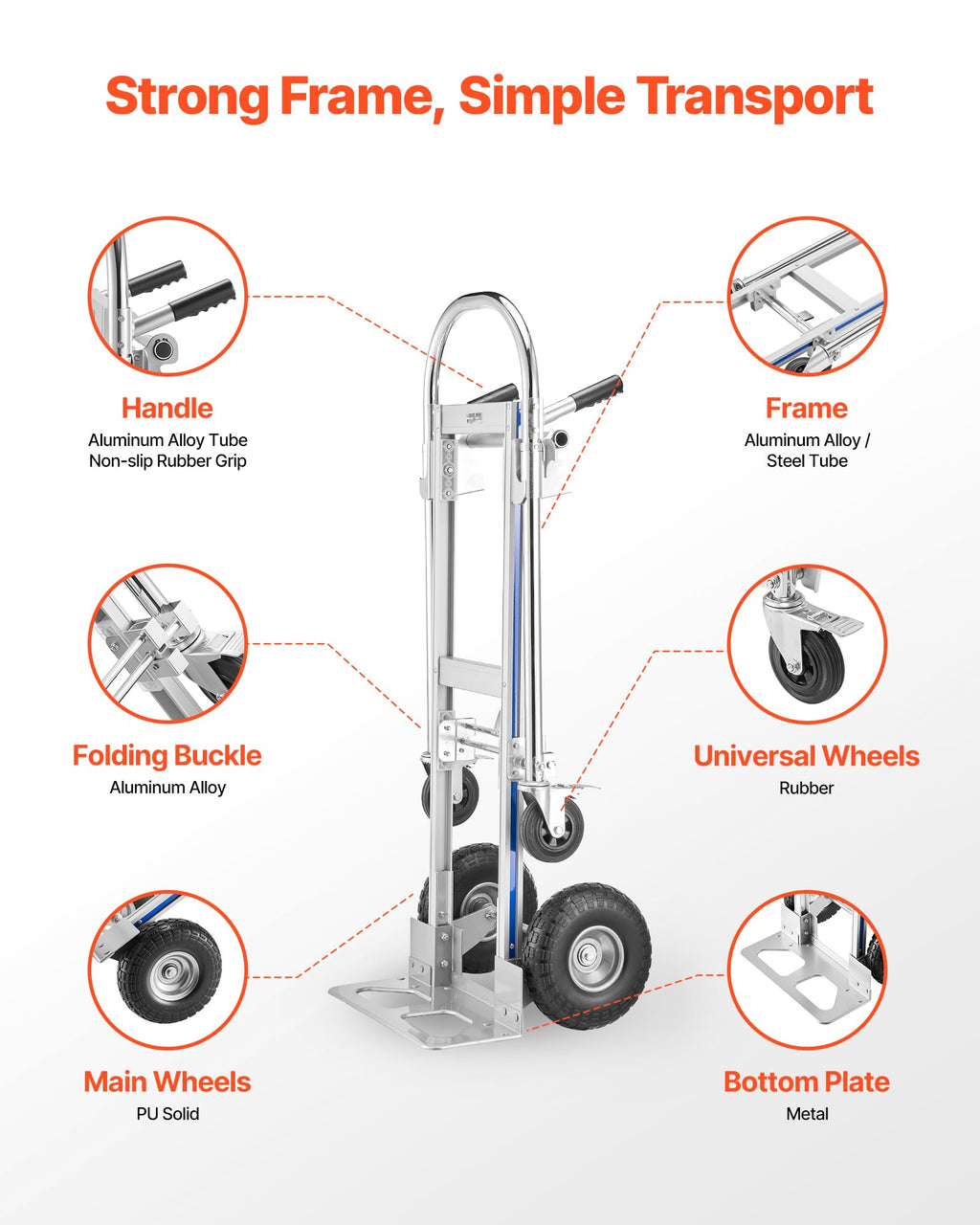 2 in 1 Convertible Hand Truck Dolly 1000 lbs M2251