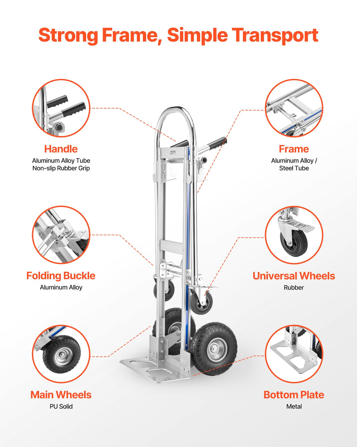 2 in 1 Convertible Hand Truck Dolly 1000 lbs M2251