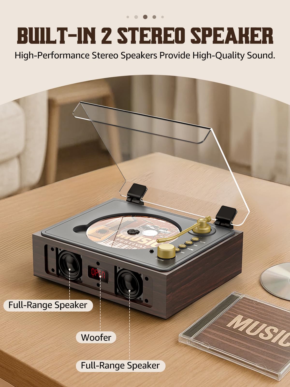 Portable CD Player with Built-in Speakers Bluetooth Q588