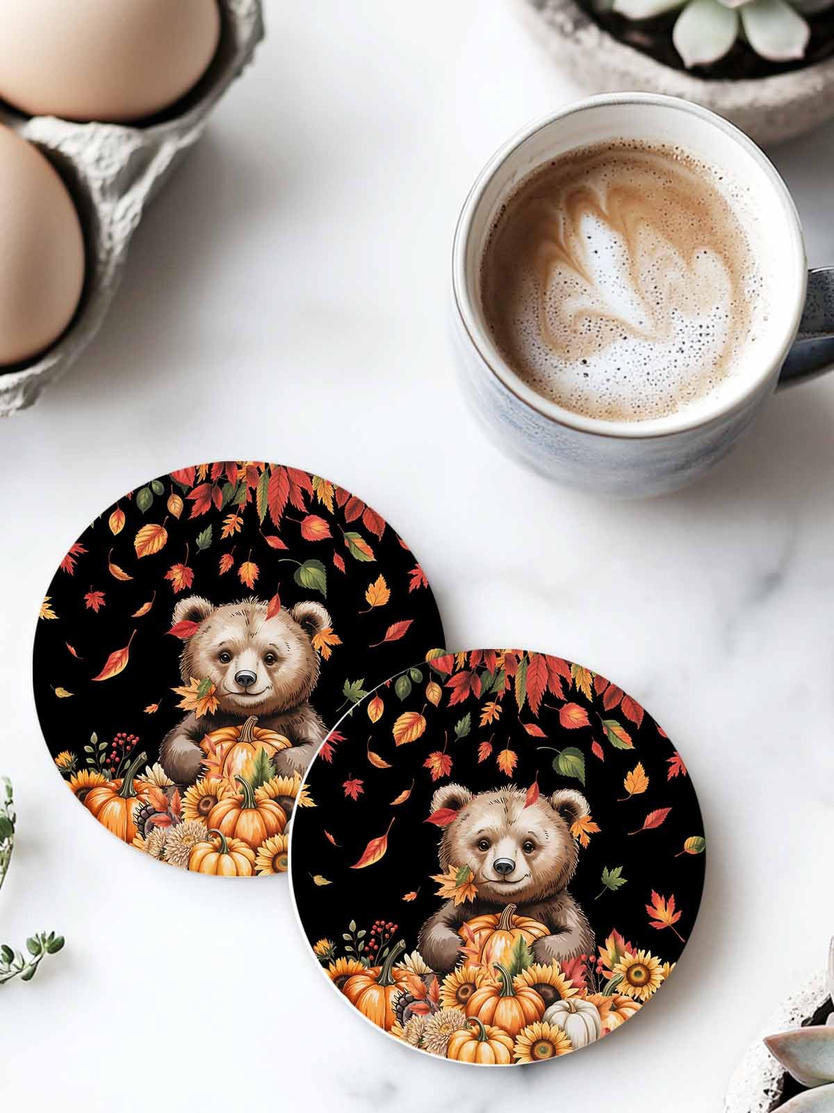 Set of 6 Absorbent Stone Ceramic Coasters with Holder R734