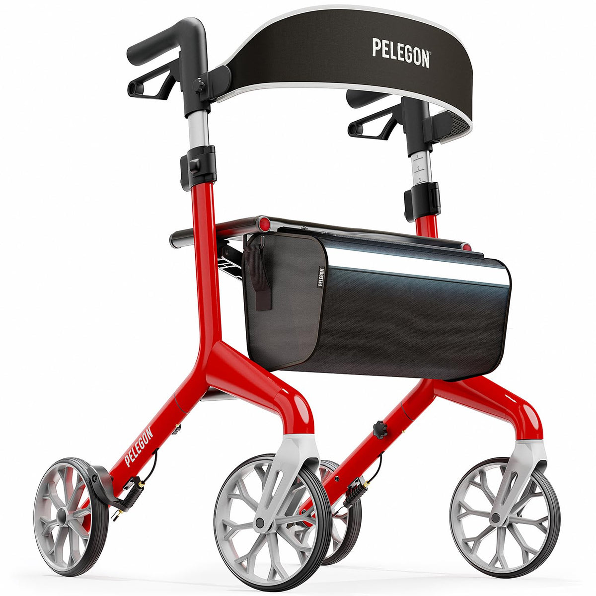 Red Foldable Rollator Walker with Seat E11463