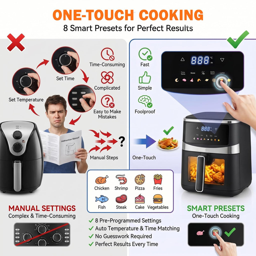 6 QT Family Size Air Fryer with Visible Cooking Window A6996