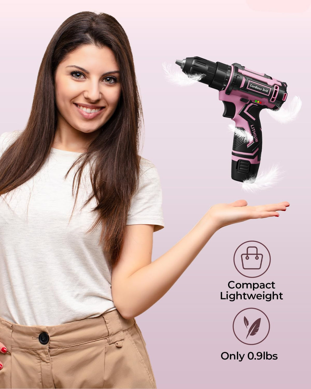 Pink Cordless Drill Set with Battery & Charger B4541