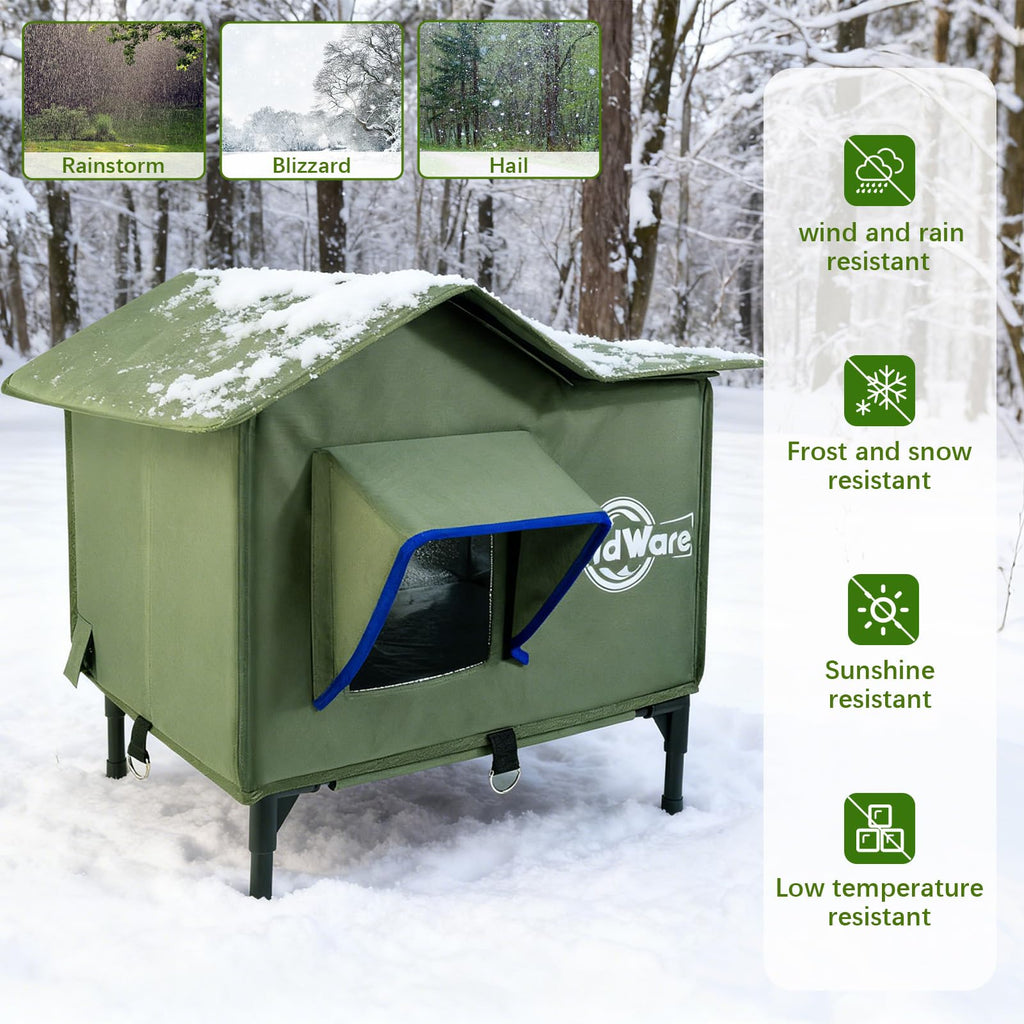 Heated Outdoor Cat House with Elevated Base I585