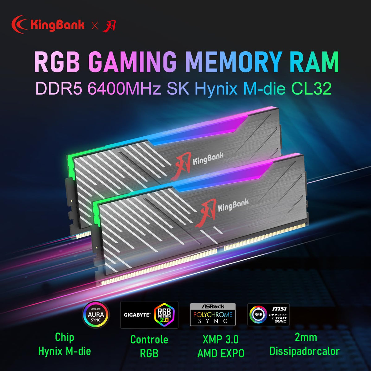 DDR5 32GB (2x16GB) 6400MT/s CL32 Desktop Memory with Heatsink J4628