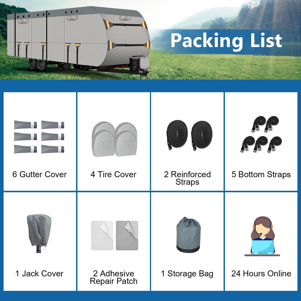 22-24 ft 500D Oxford Waterproof Travel Trailer Cover B903008