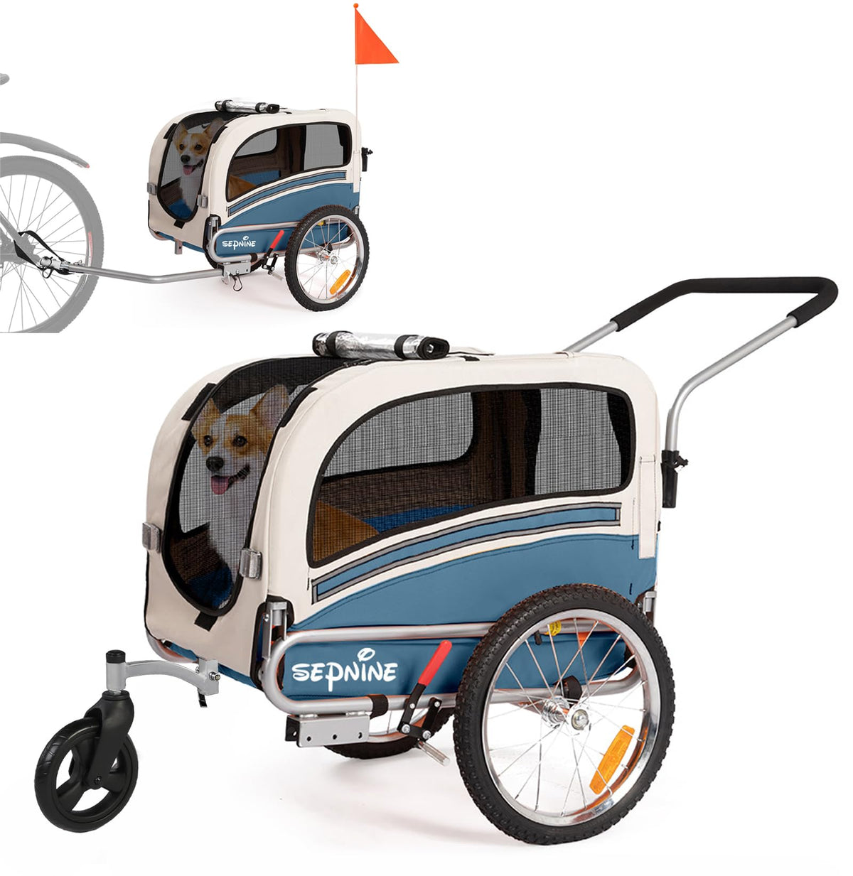 2 in 1 Pet Bicycle Trailer with 6" Stroller Wheel U30991