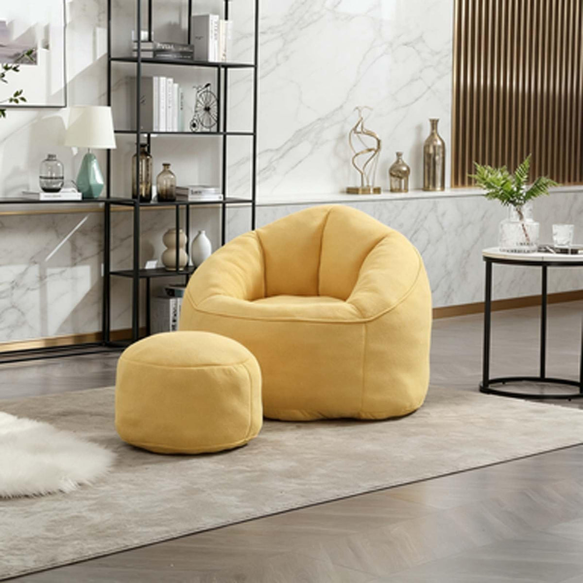 Microfiber Memory Foam Bean Bag Chair with Ottoman T4852