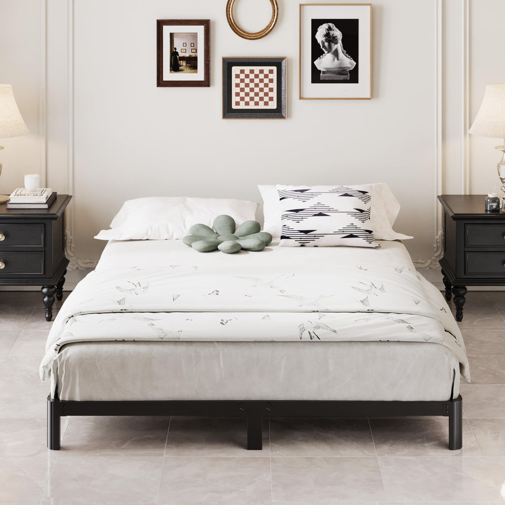 Black 7 Inch Queen Metal Platform Bed Frame S614