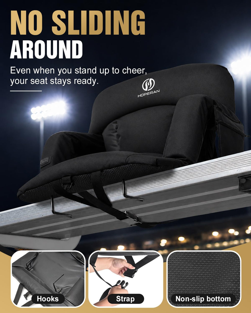 Black Heated Stadium Seats for Bleachers Q465