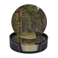 Black Bear Pattern Leather Coasters Set of 6 R8913