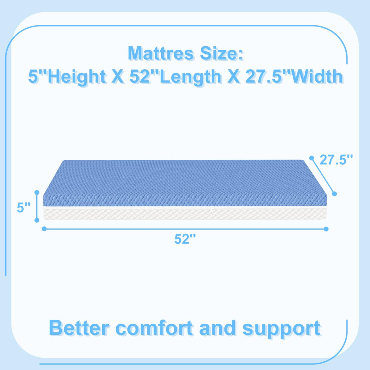 5"x 27.5"x52" 2-Stage Dual-Sided Mattress with Waterproof Removable Cover N324462