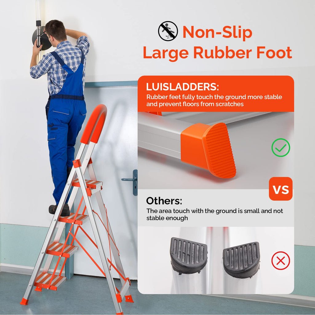4 Step Aluminum Lightweight Folding Step Stool 350lbs U4379
