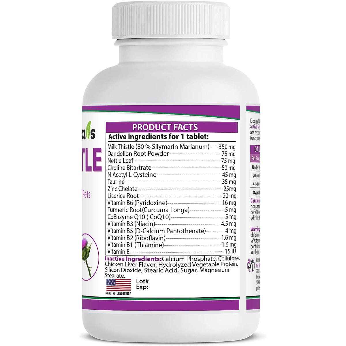 Milk Thistle Liver Health Supplement for Dogs 120 tabs G558368