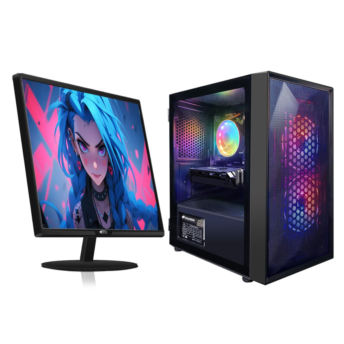 Gaming PC Bundle with 24 Inch FHD LED Monitor, GeForce RTX 2060 6G, Intel Core I5, 16G RAM, 512G SSD J3085