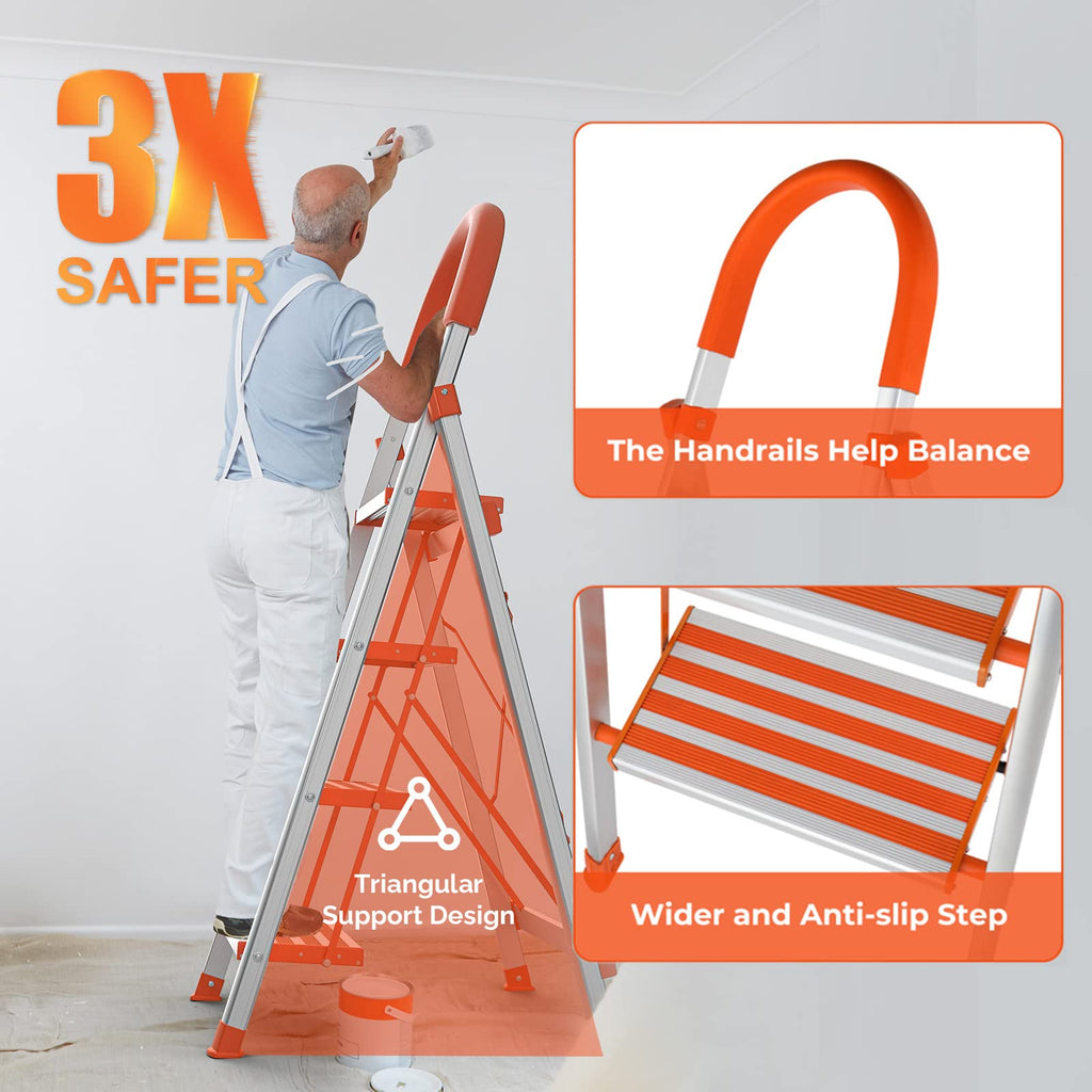 4 Step Aluminum Lightweight Folding Step Stool 350lbs U4379
