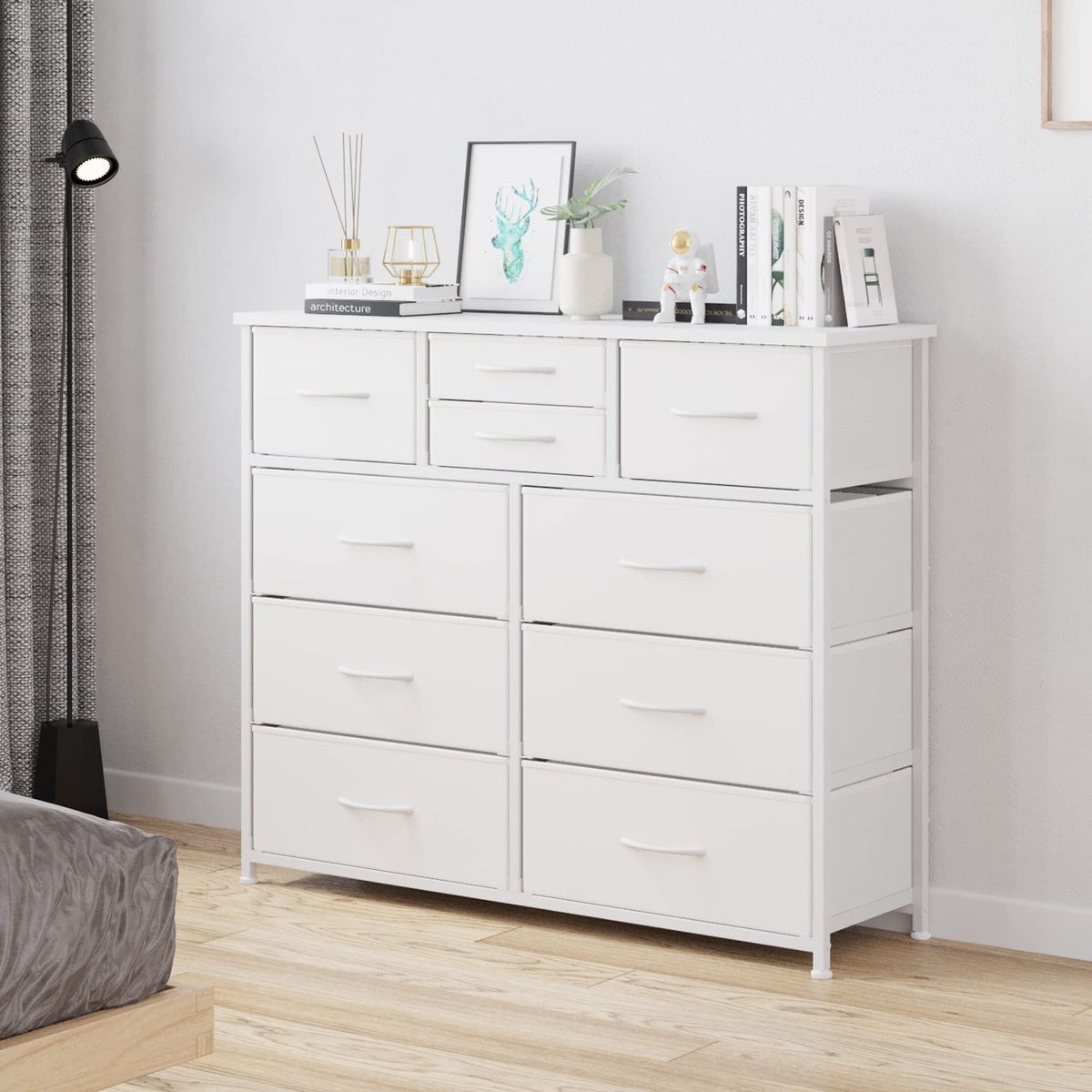 White 10 Drawer Fabric Dresser Y47764