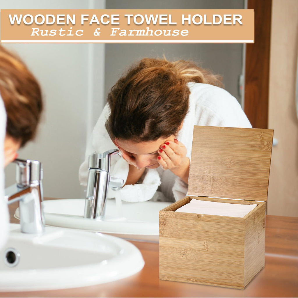 Bamboo Facial Towel Holder with Lid A87539