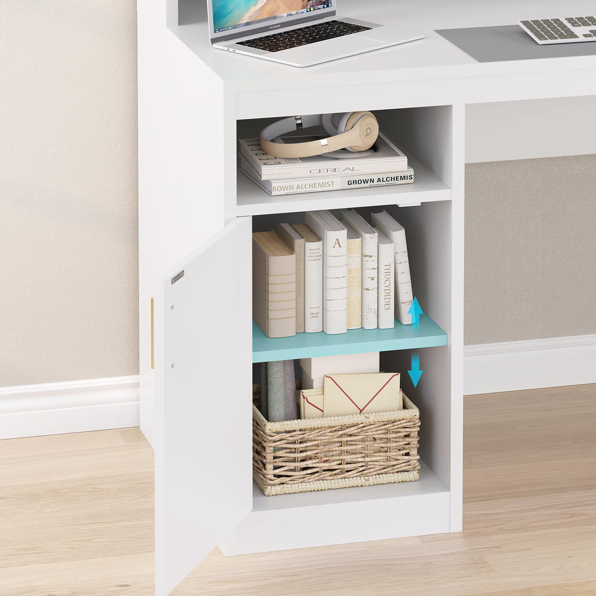 65" White Computer Desk with 3 Drawers P179706