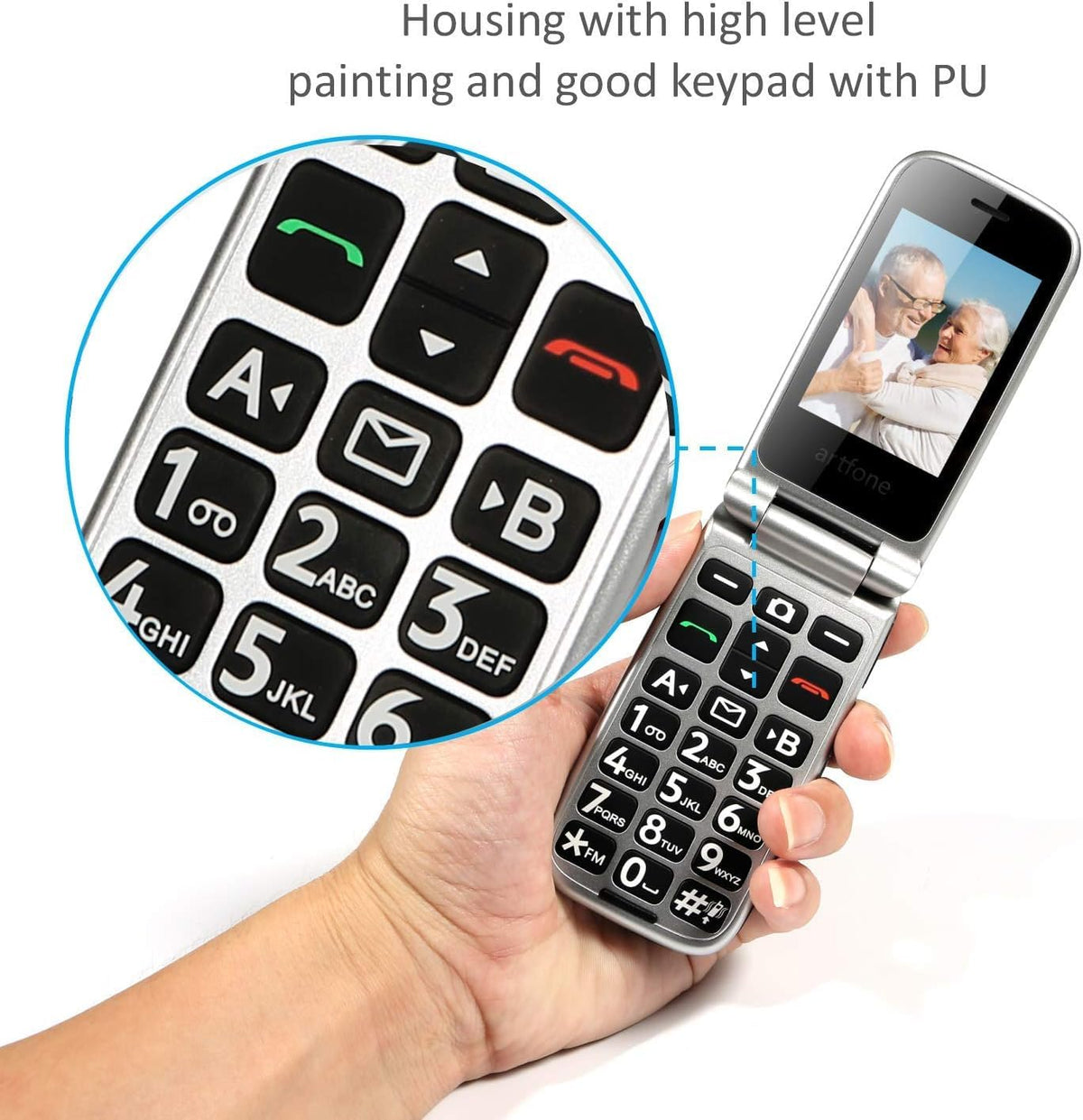 4G Unlocked Flip Phone with Big Buttons, SOS Button, Gray Q447767