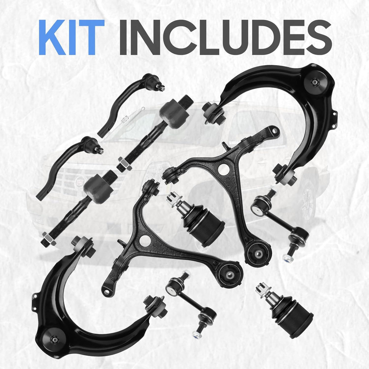 Front Upper and Lower Control Arms with Ball Joint, Outer Tie Rods Sway Bars Suspension Kit 12pc T389