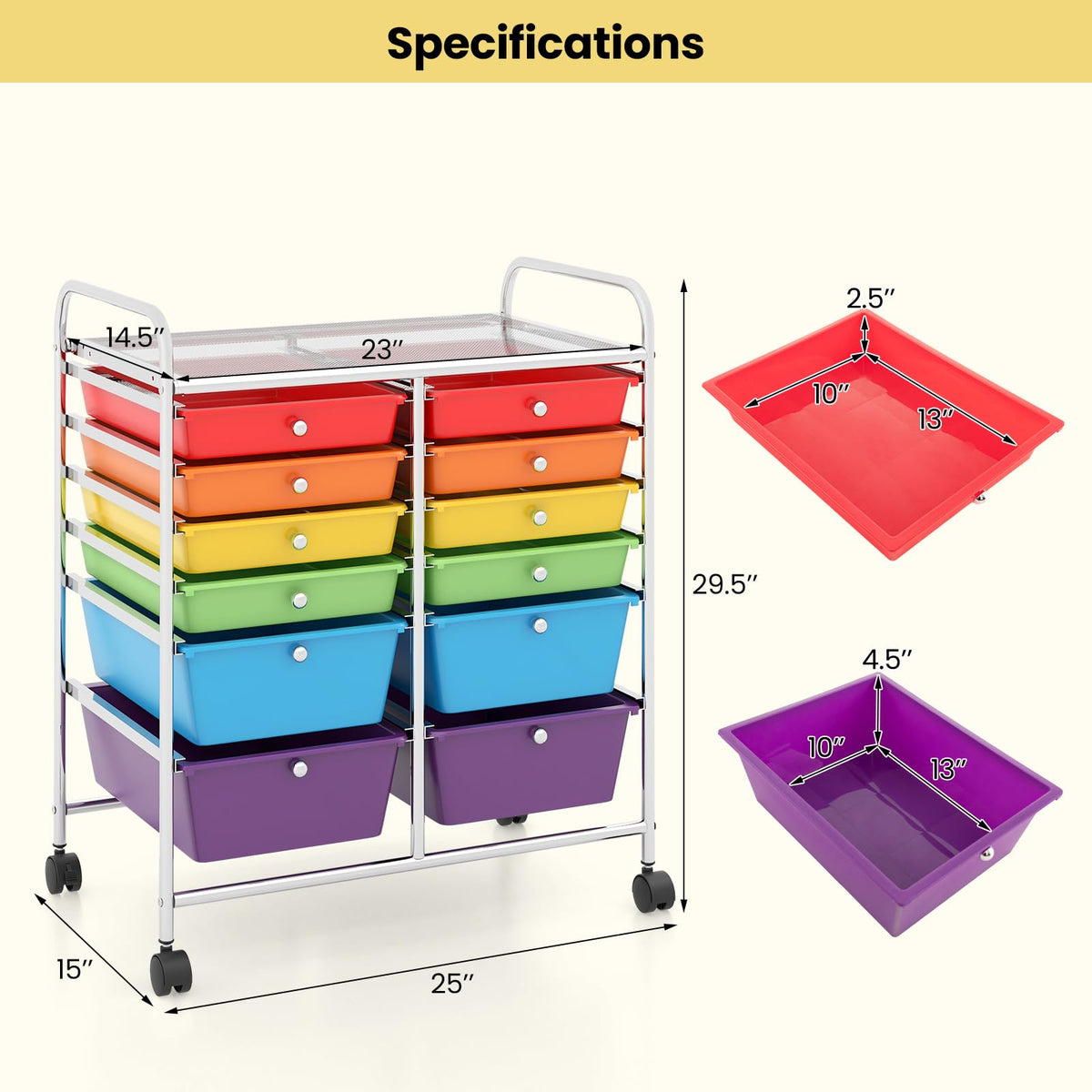12 Drawer Rolling Storage Cart I54029