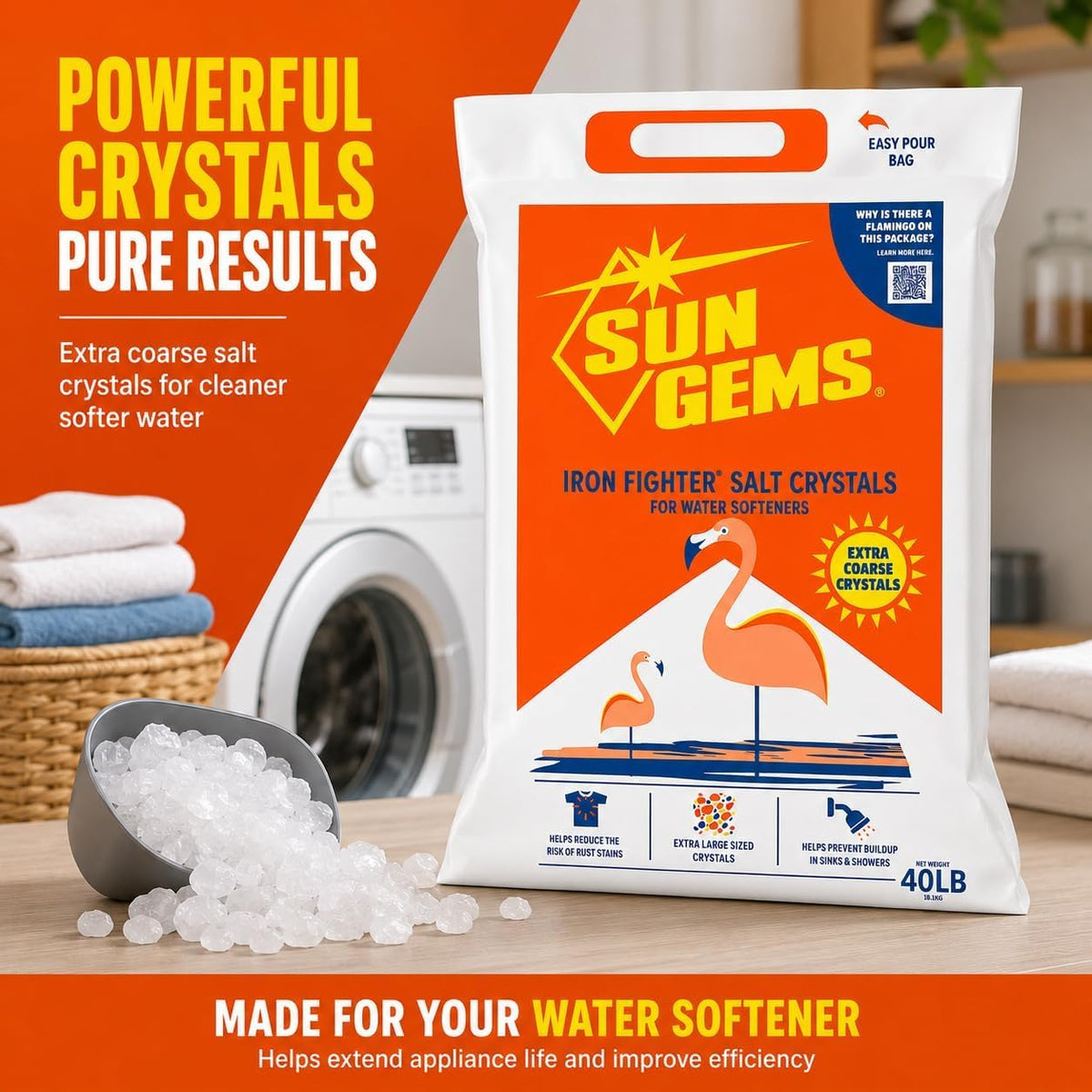 Water Softener Salt Crystals 40 lb Extra Coarse T82235