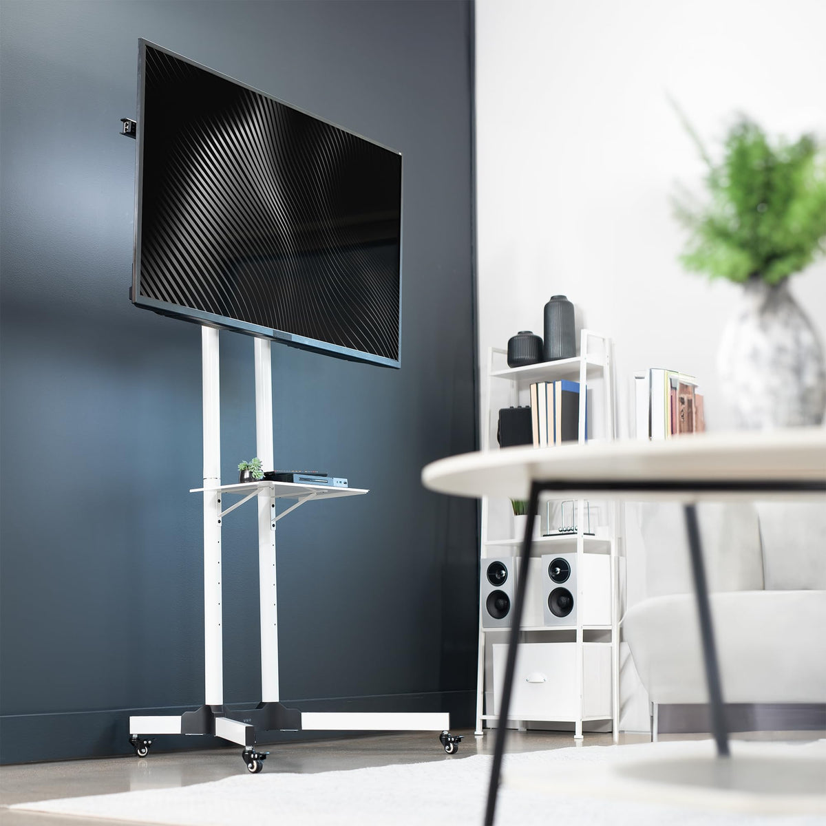Mobile TV Cart for 32 to 83 inch Screens up to 110 lbs, White F324