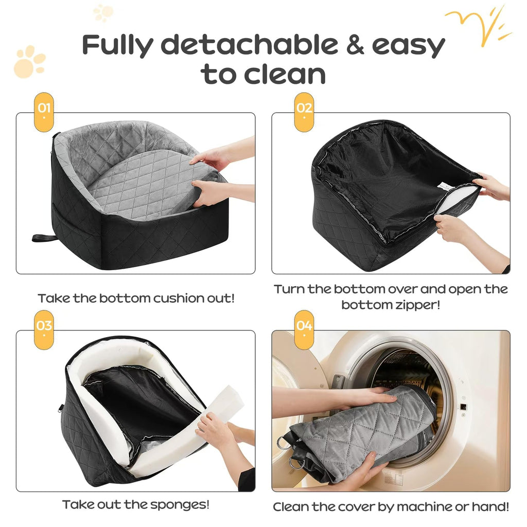 Dog Car Seat for Small Dogs Up to 30 Lbs, Grey-Black N265