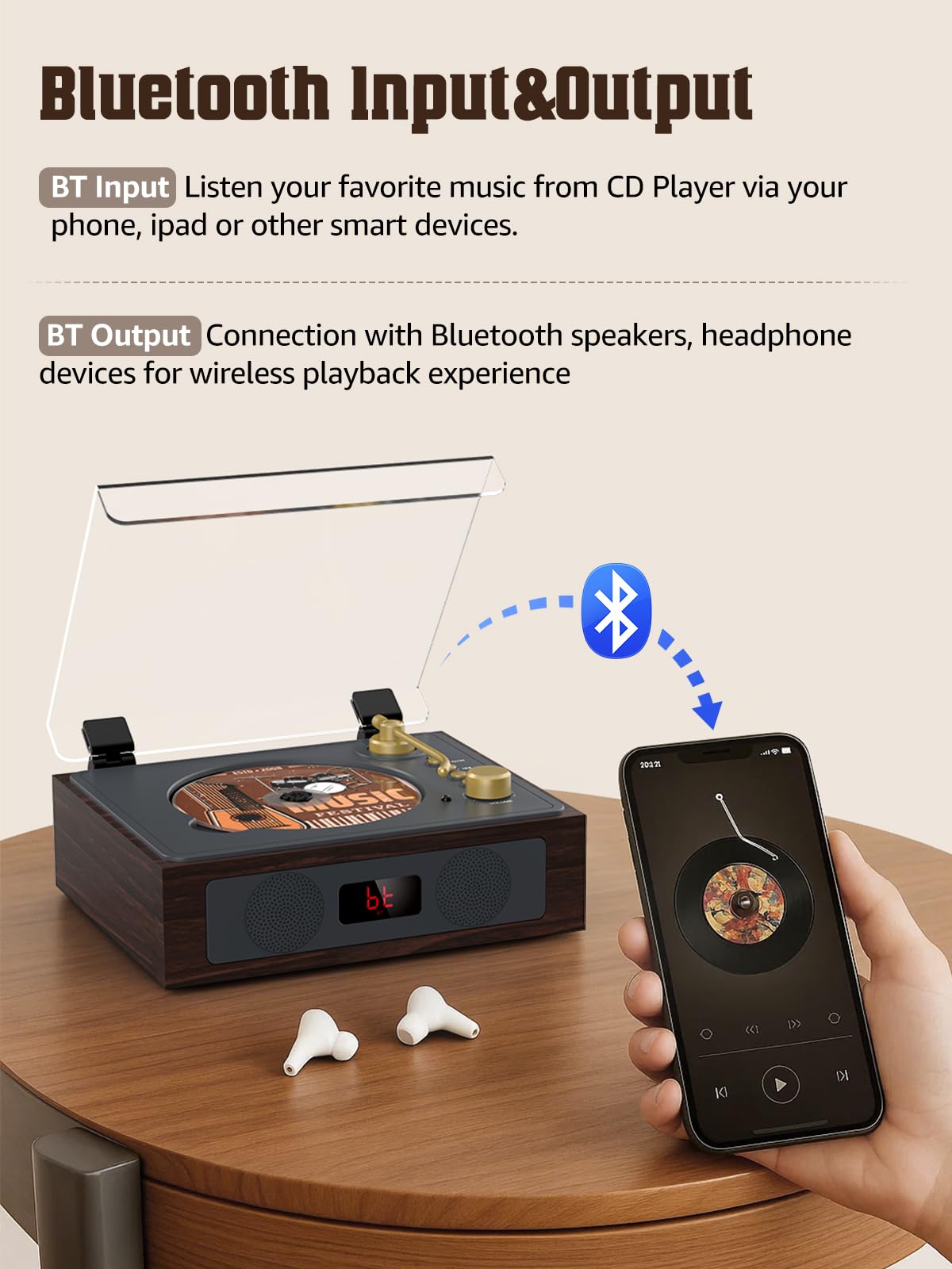 Portable CD Player with Built-in Speakers Bluetooth Q588