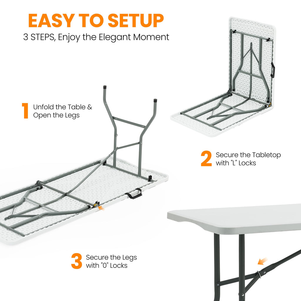 6FT White Portable Plastic Folding Table A39704