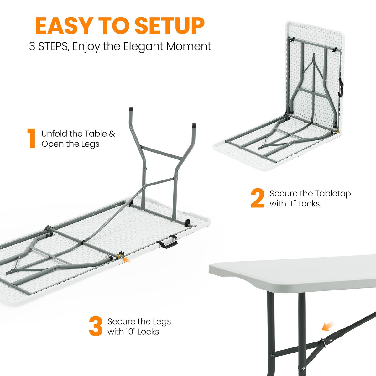 6FT White Portable Plastic Folding Table A39704