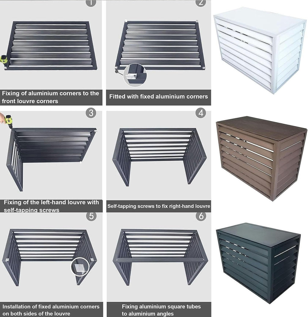 Aluminum Air Conditioner Fence Cover White 100*50*70cm X532119