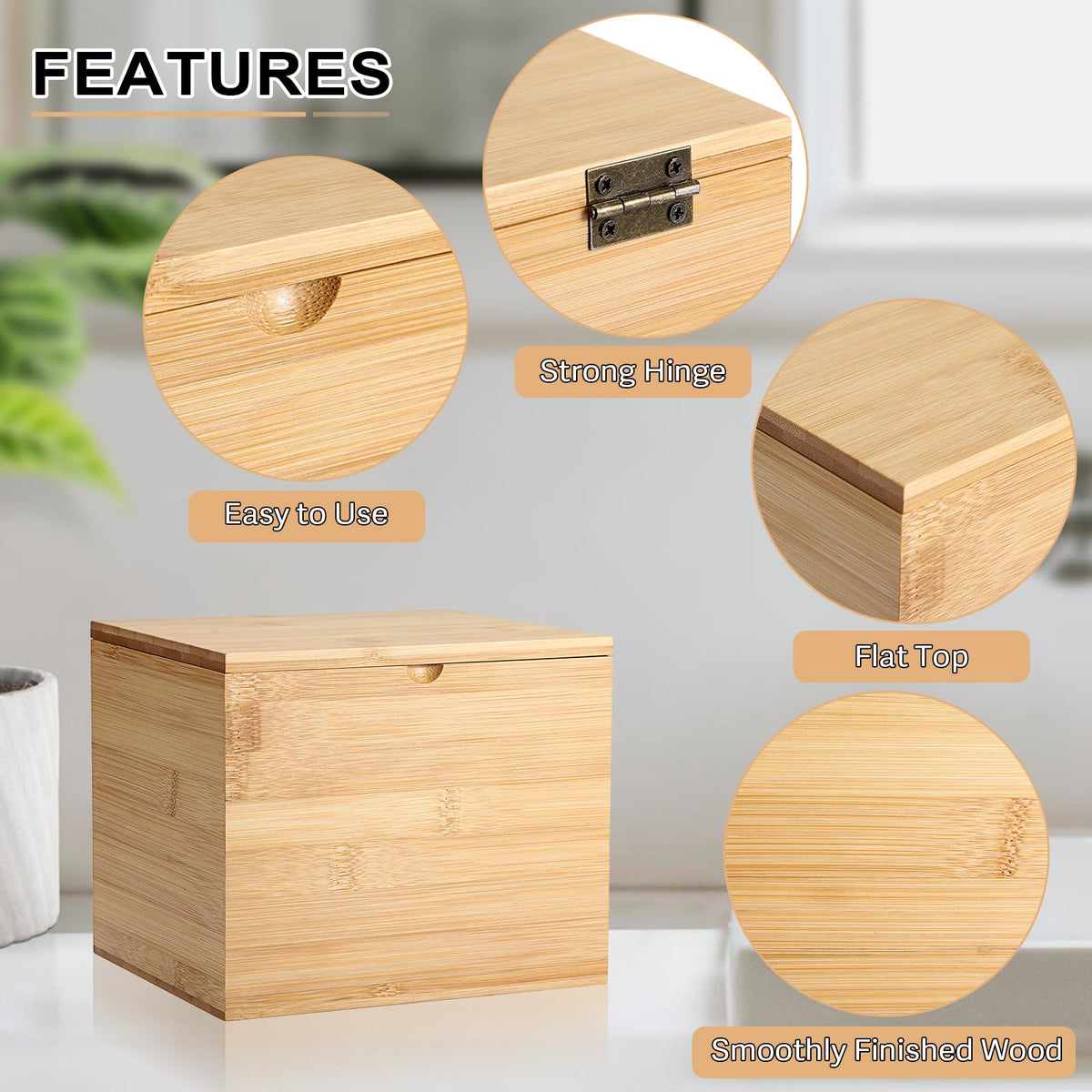 Bamboo Facial Towel Holder with Lid A87539
