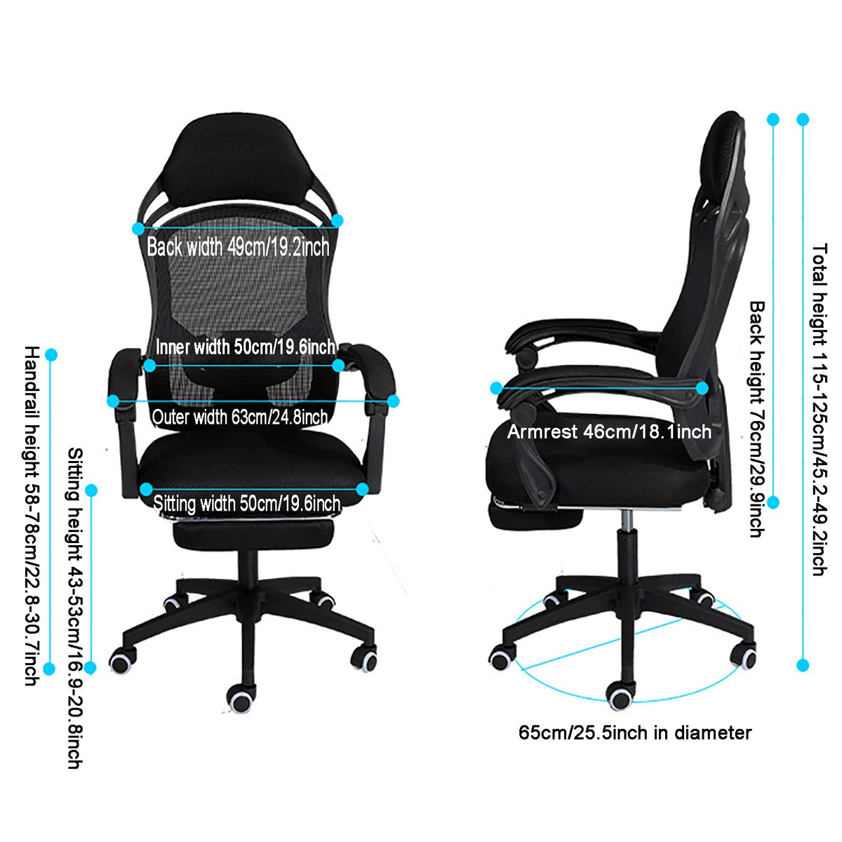 Orange Height Adjustable Mesh Ergonomic Office Chair J2608
