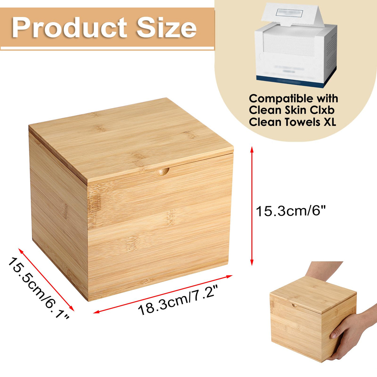 Bamboo Facial Towel Holder with Lid A87539