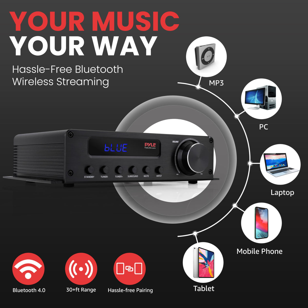 100W 5 Channel Bluetooth Home Theater Audio Amplifier G95402