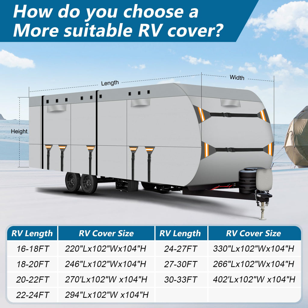 22-24 ft 500D Oxford Waterproof Travel Trailer Cover B903008