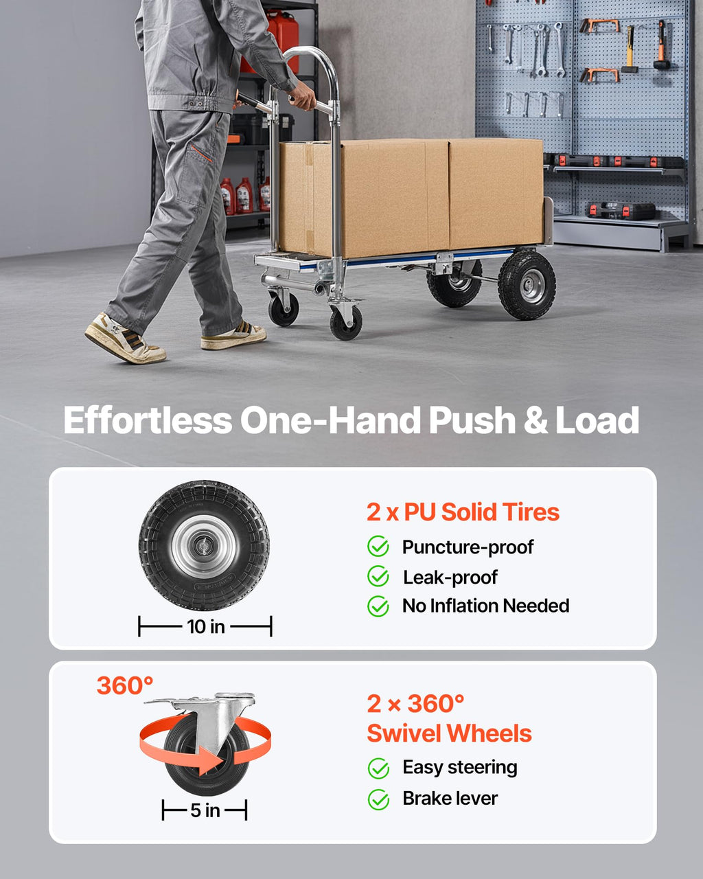 2 in 1 Convertible Hand Truck Dolly 1000 lbs M2251