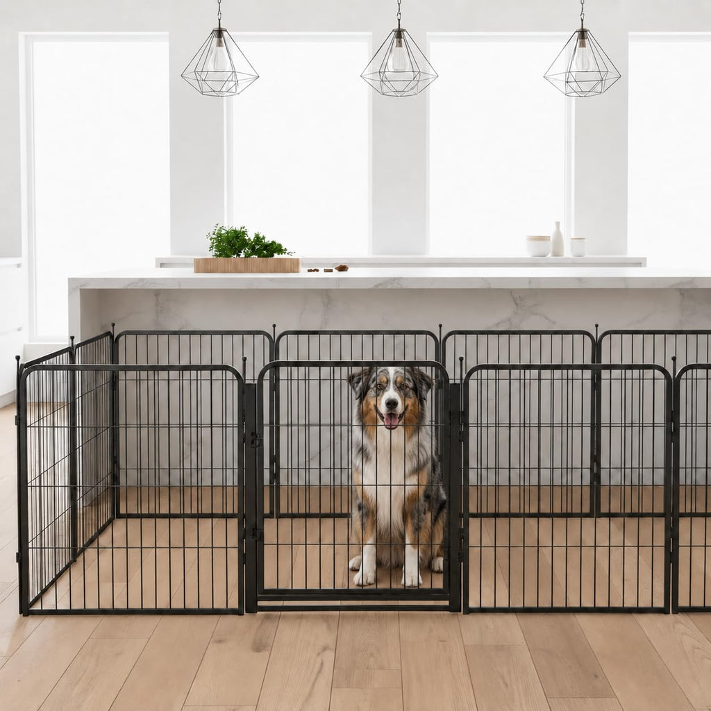 32 inch 16 Panels Heavy Duty Metal Dog Playpen with Gate A44421