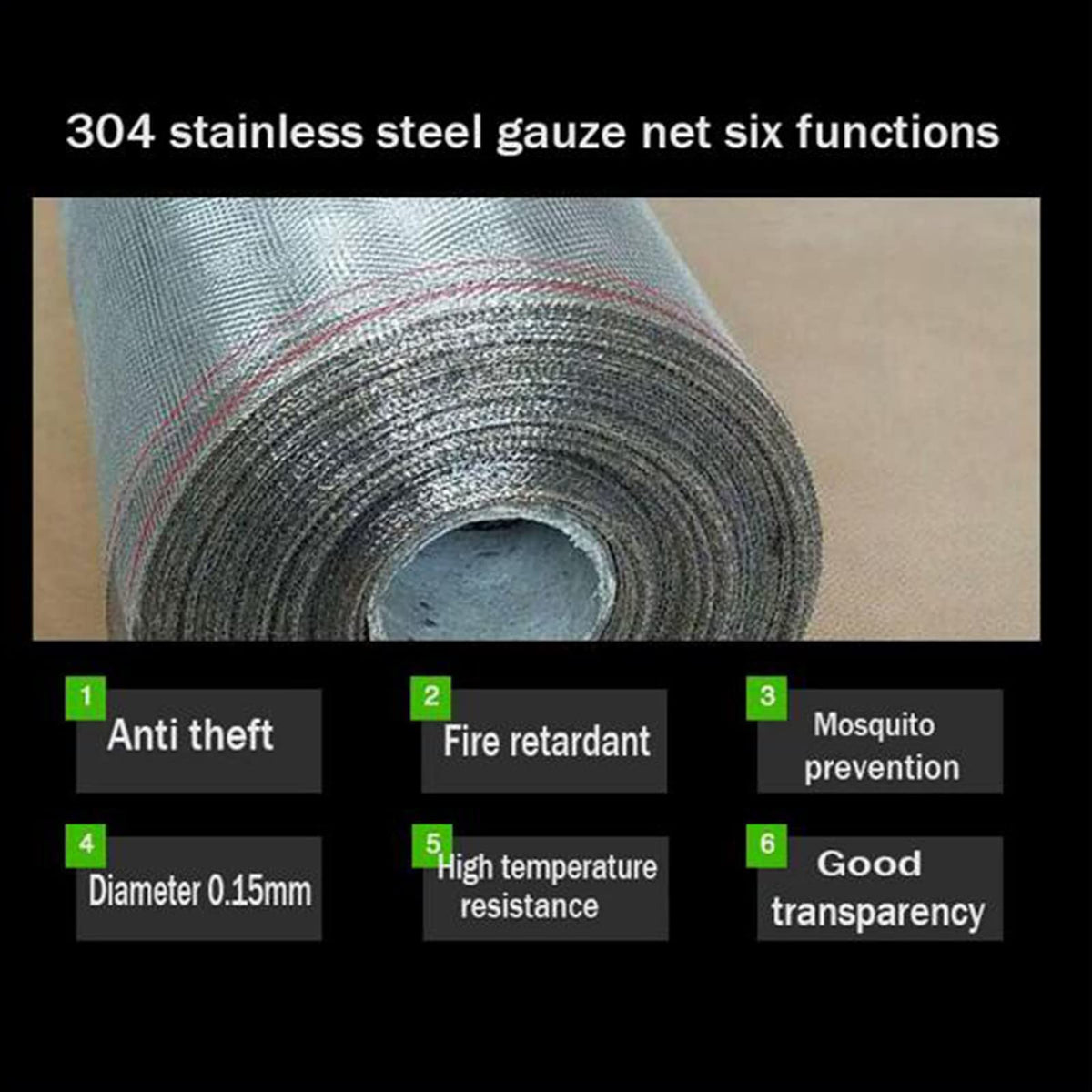 304 Stainless Steel Woven Wire Mesh Window Screen A696