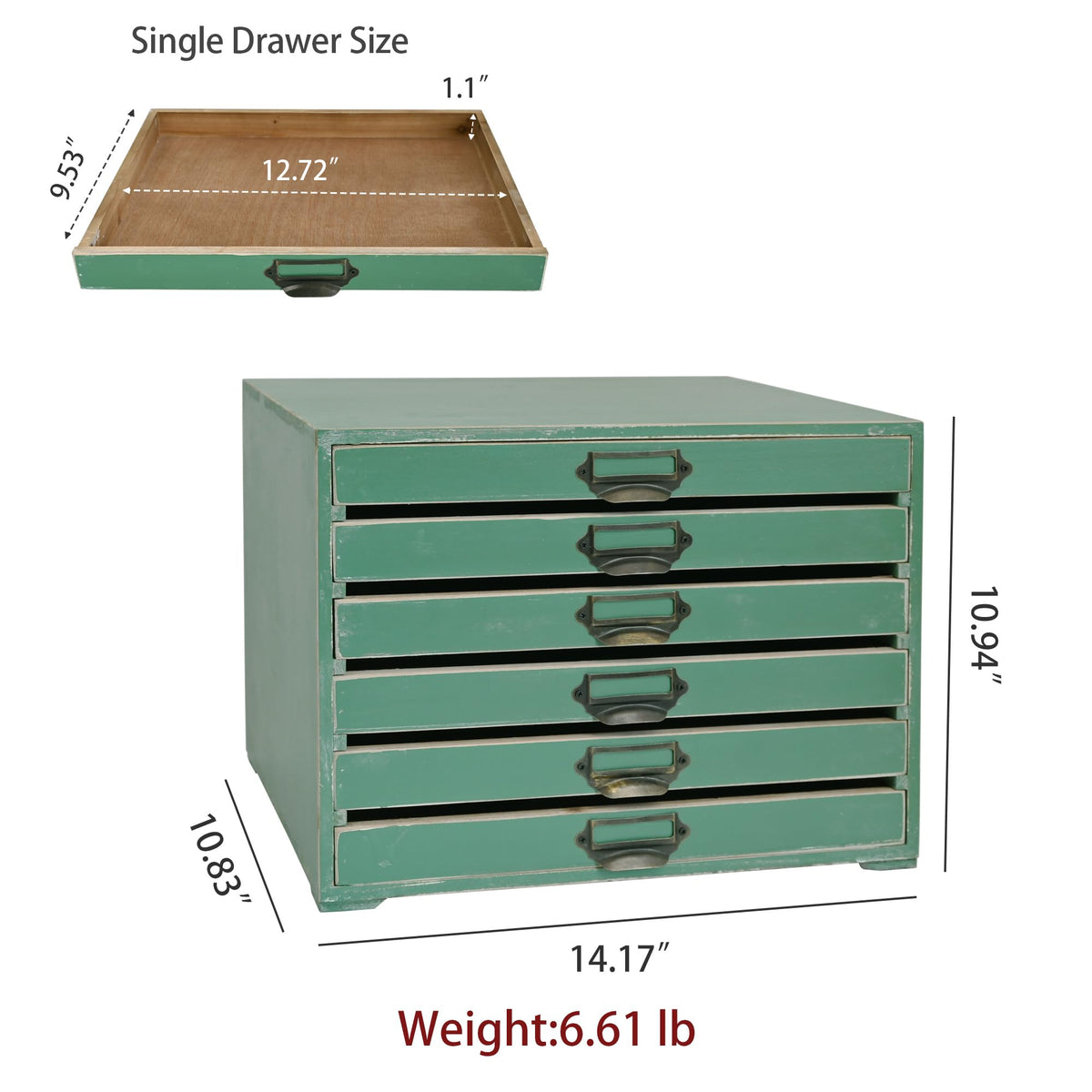 Vintage Wooden Storage Box with 6 Drawers Desktop Organizer Cabinet P982176