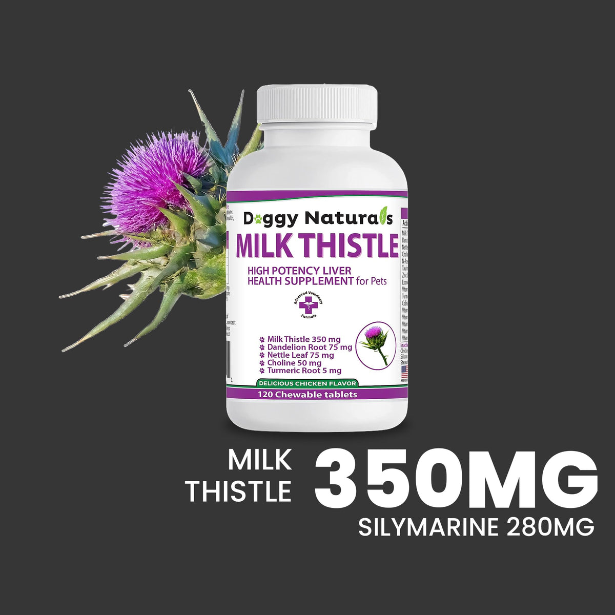 Milk Thistle Liver Health Supplement for Dogs 120 tabs G558368